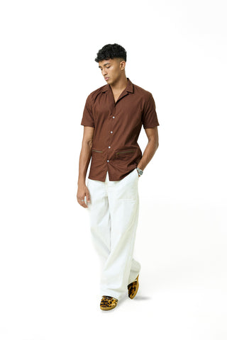 Zipper pocket detailed regular fit shirt