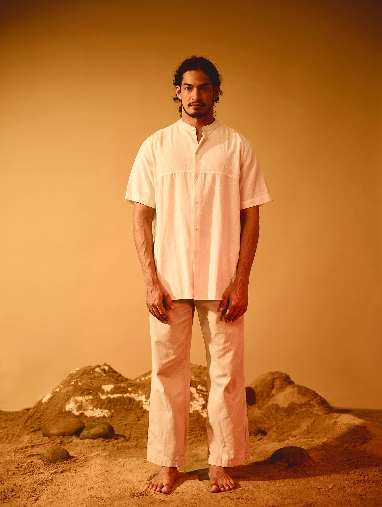 Short Sleeve Cut and Sew Detailed Oversize Shirt