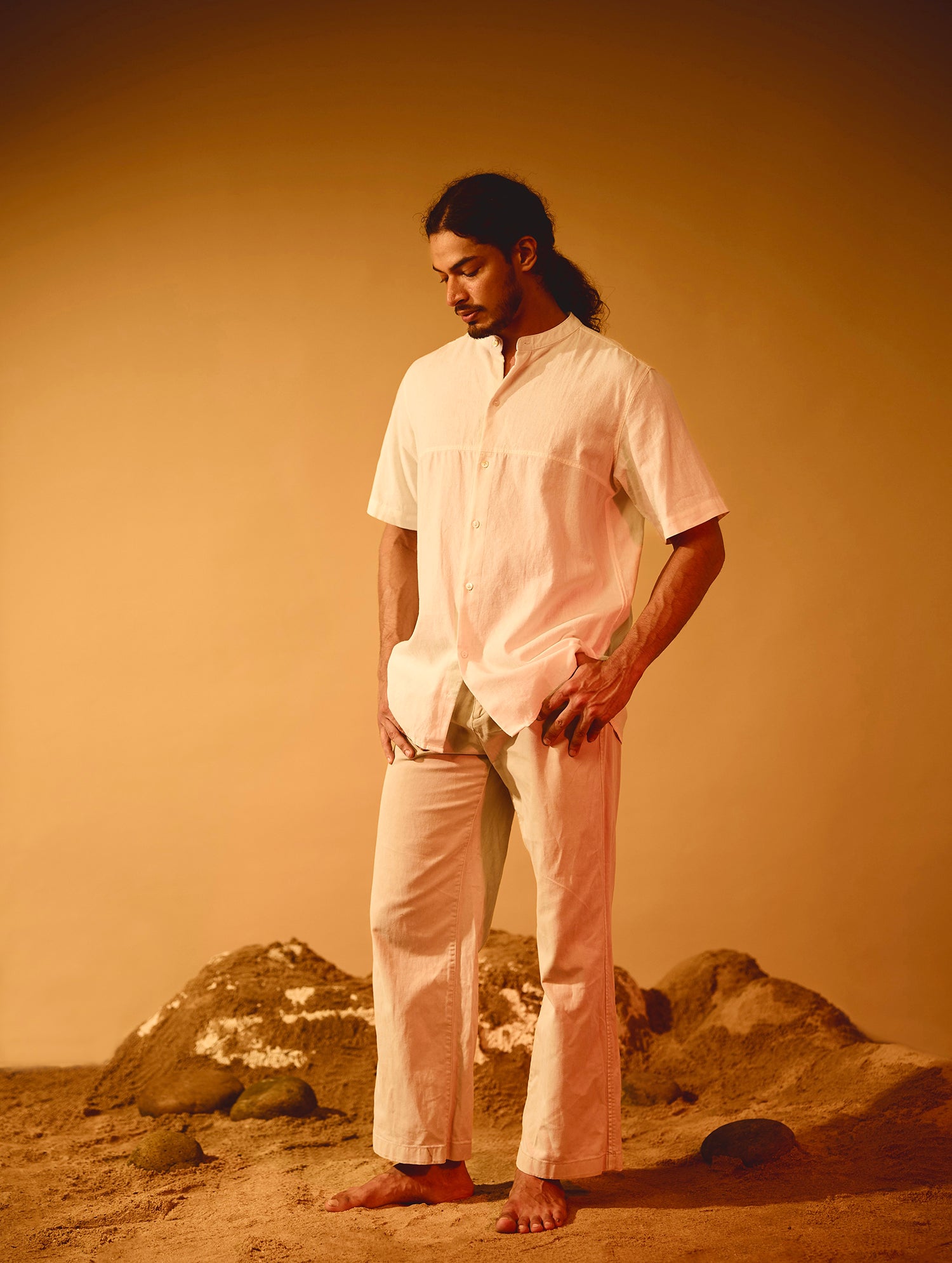 Short Sleeve Cut and Sew Detailed Oversize Shirt