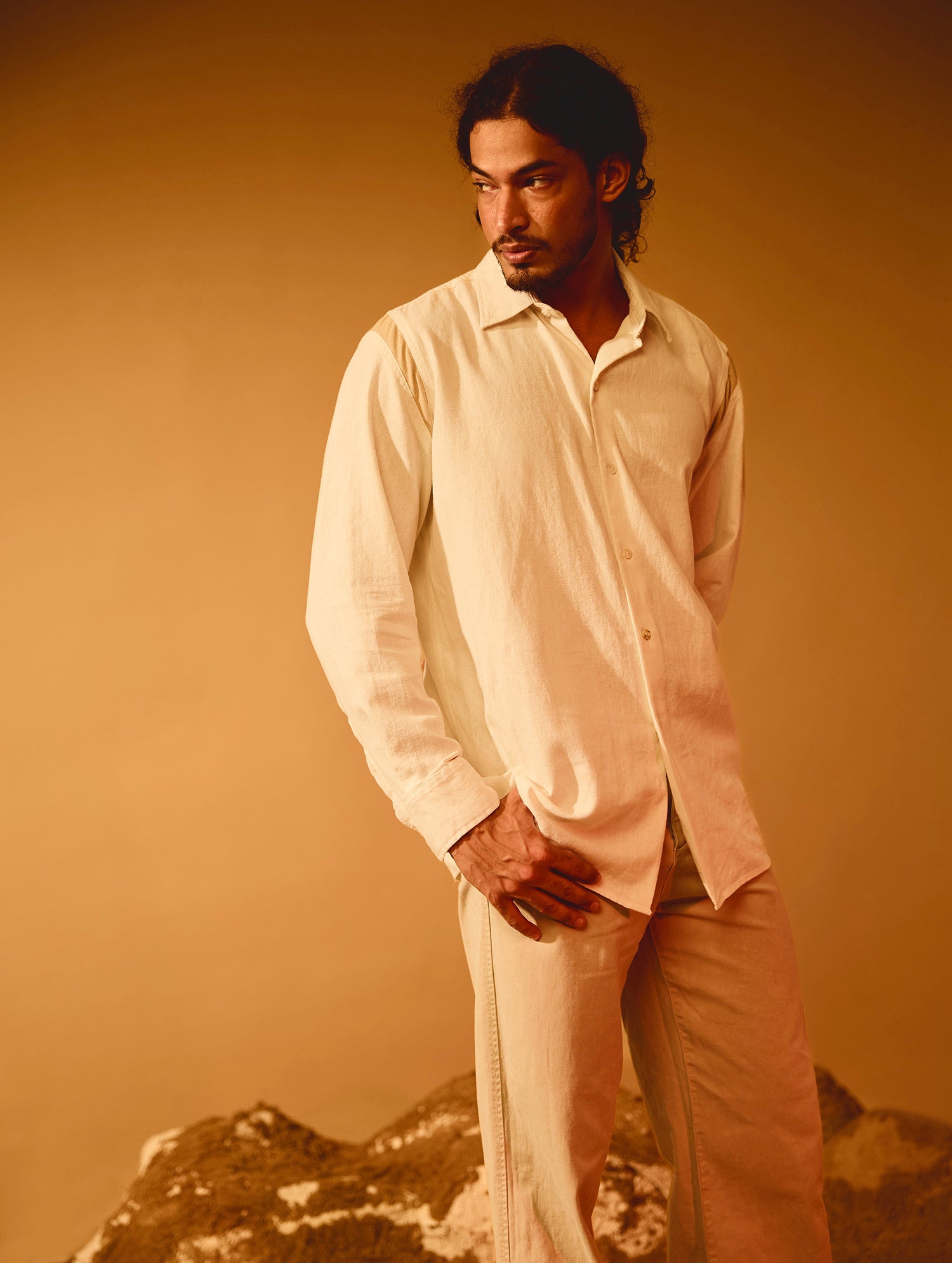 Long Sleeve Shoulder Stripe Detailed Shirt