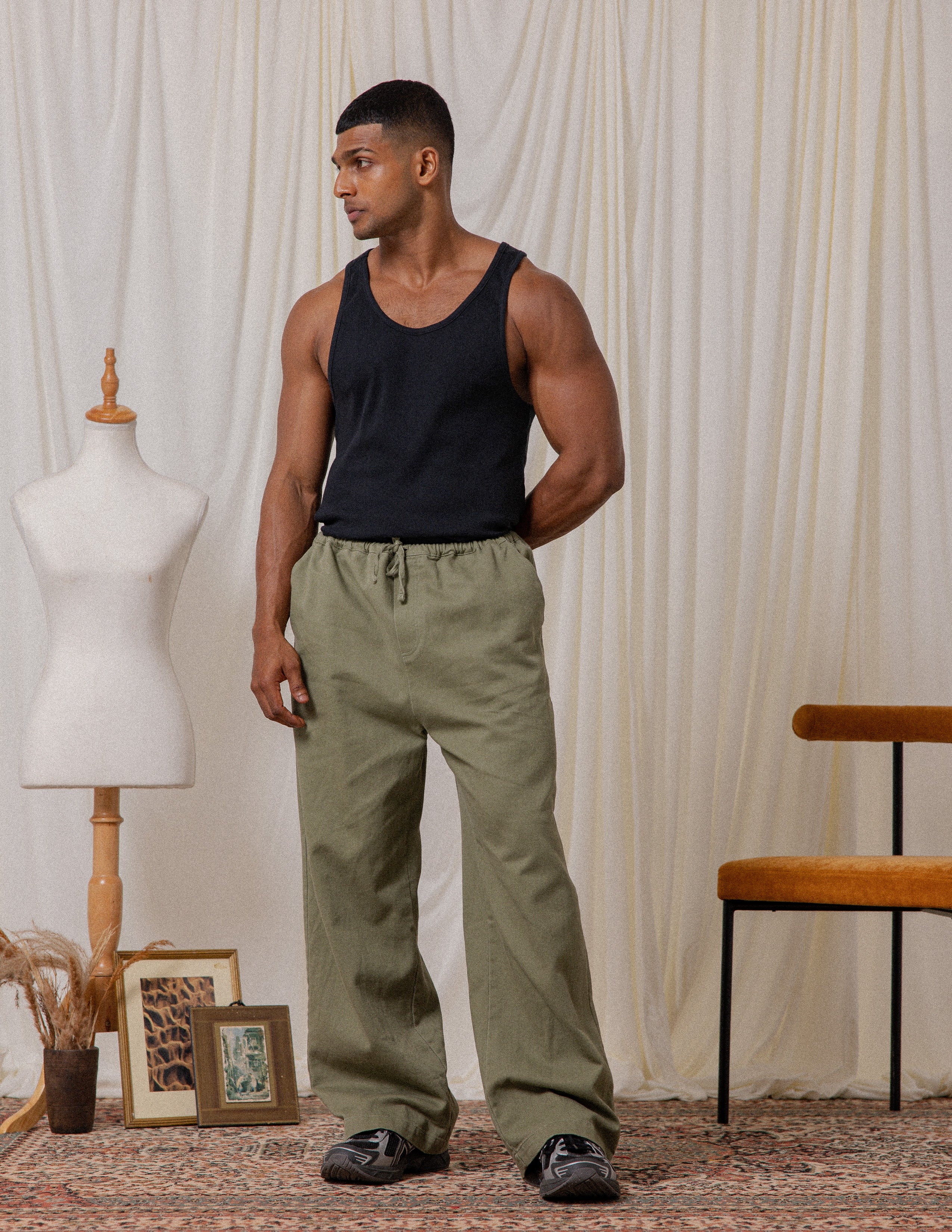 Straight Leg Loose Fit Drawstring Pant