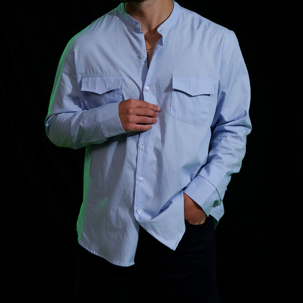 Soft cotton double chest pocket detailed shirt