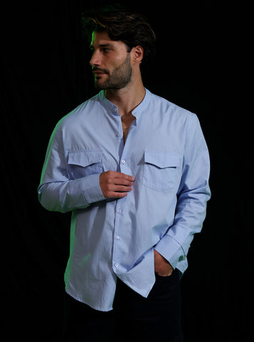 Soft cotton double chest pocket detailed shirt