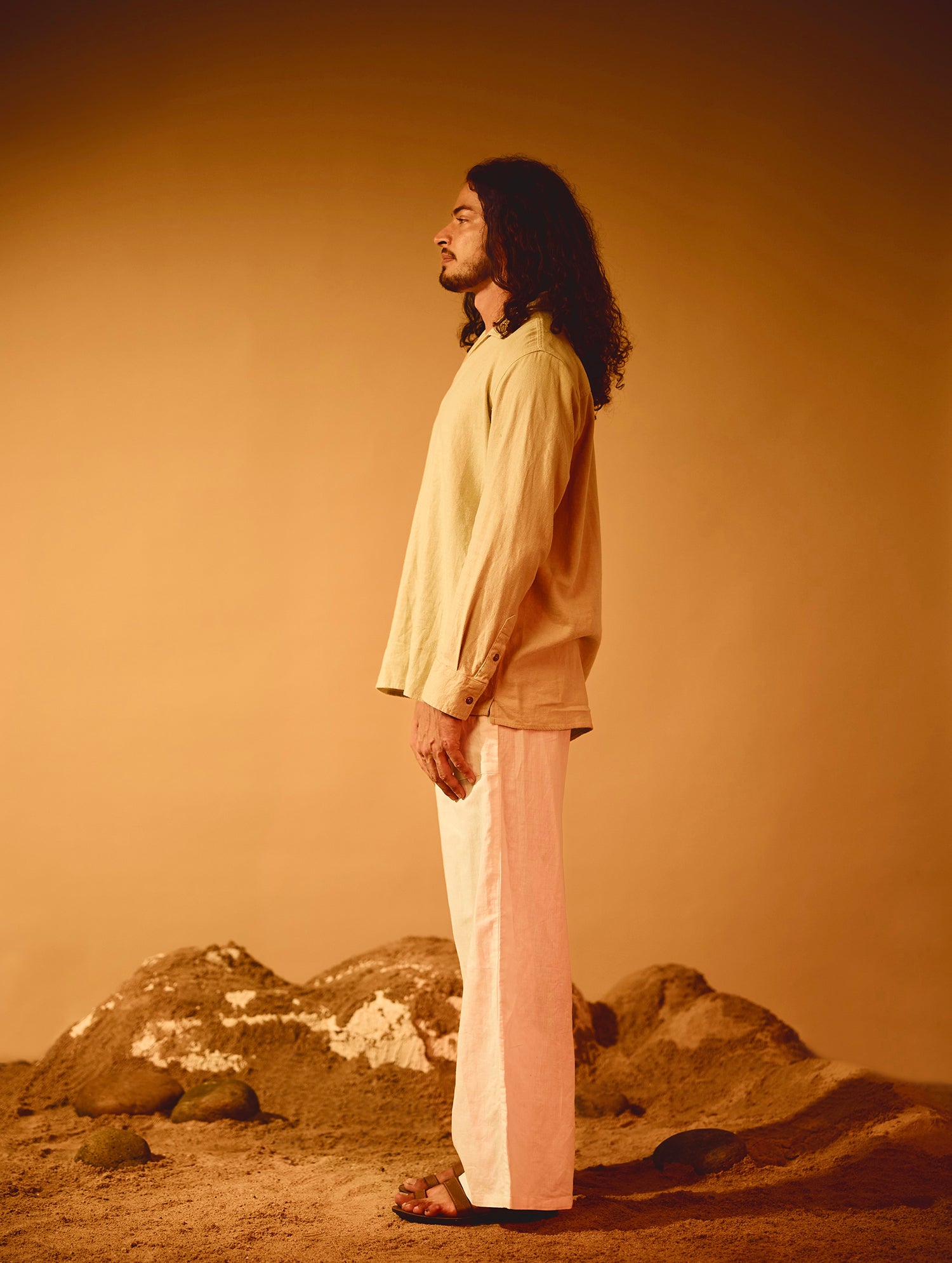 Long Sleeve V Neck Collar Shirt