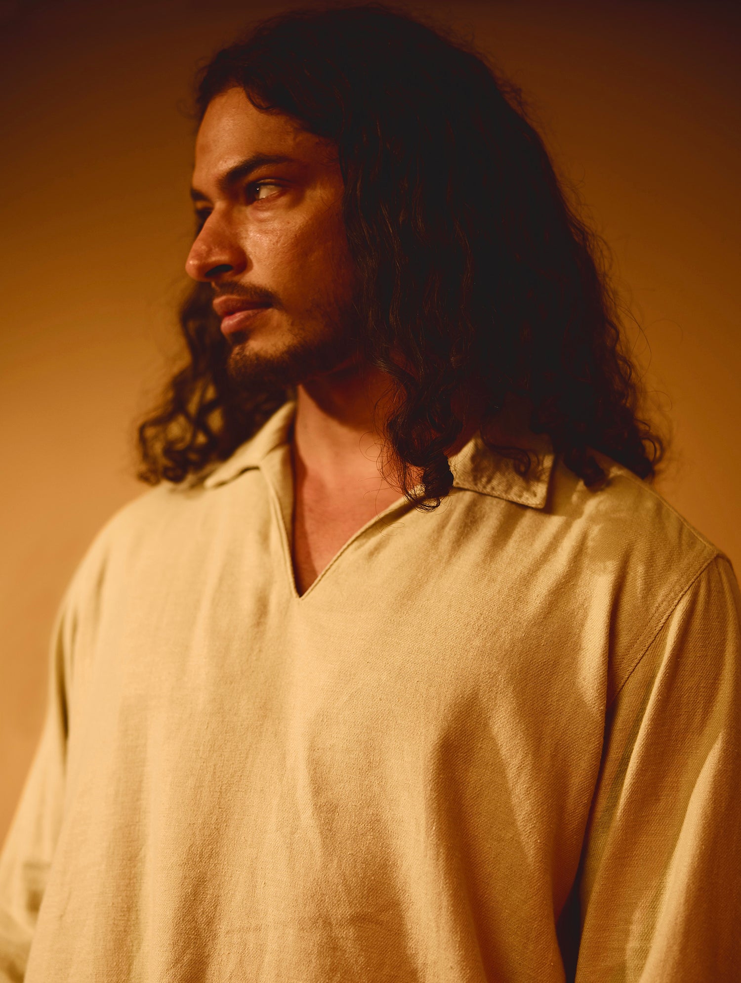 Long Sleeve V Neck Collar Shirt