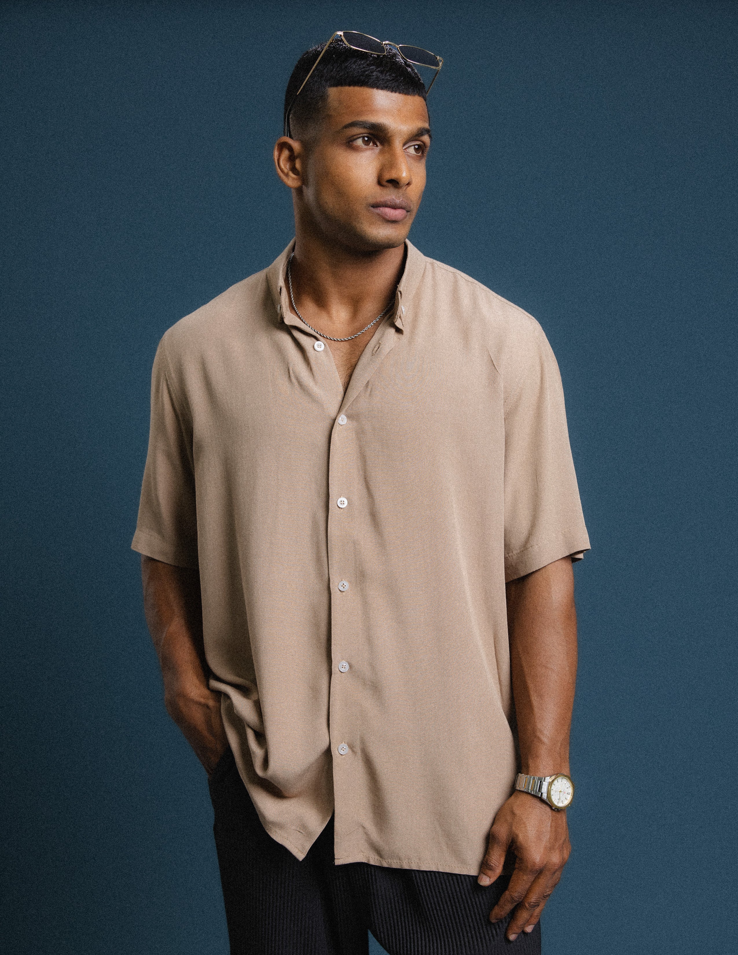 Oversized Button Down Short Sleeve Shirt