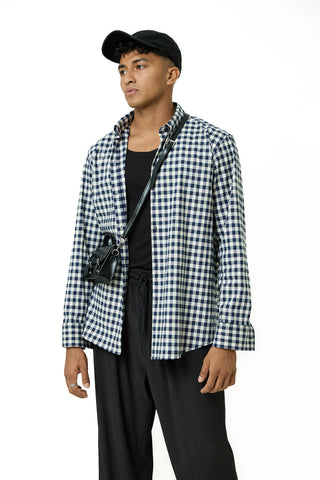 Checkered print detailed soft cotton shirt