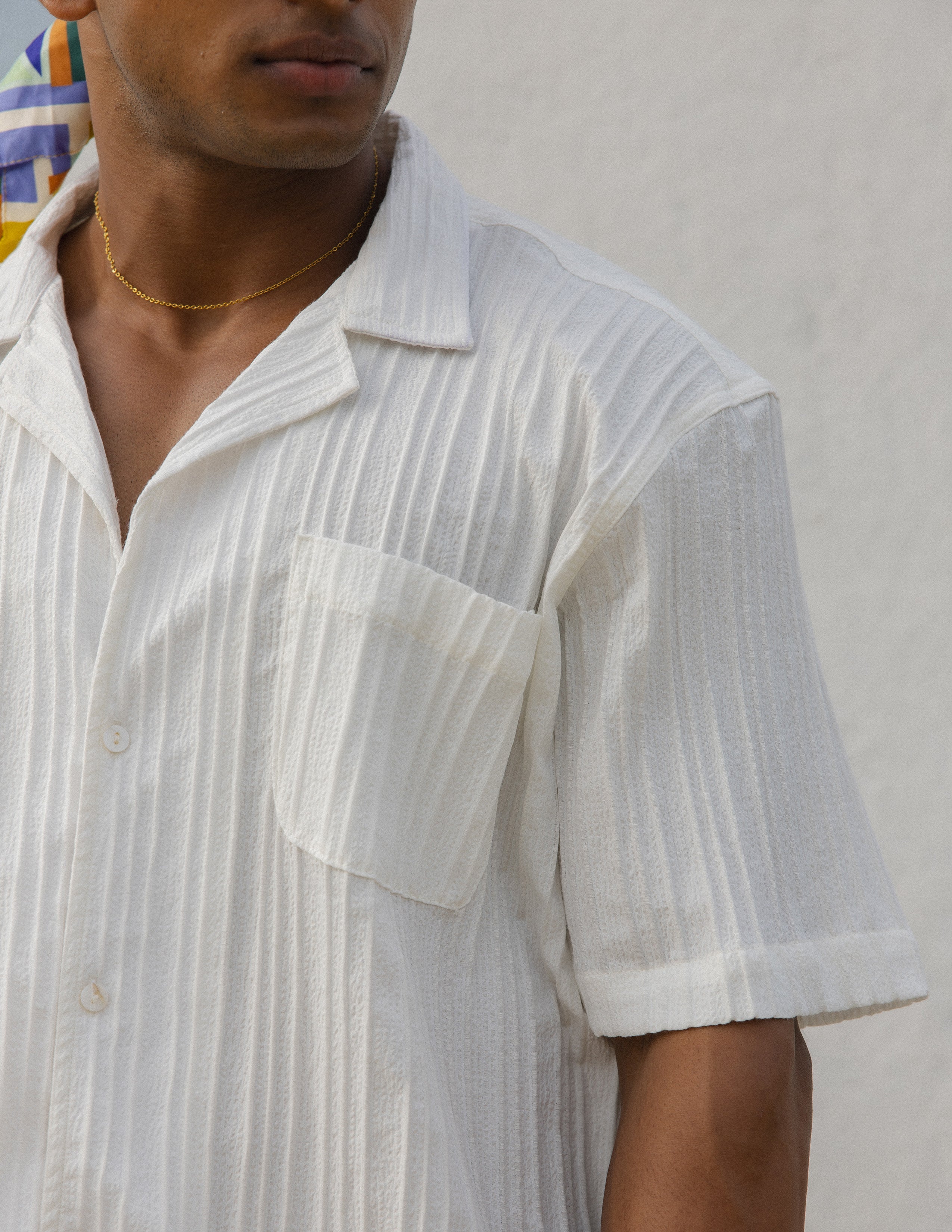 Overized camp collar short sleeve shirt
