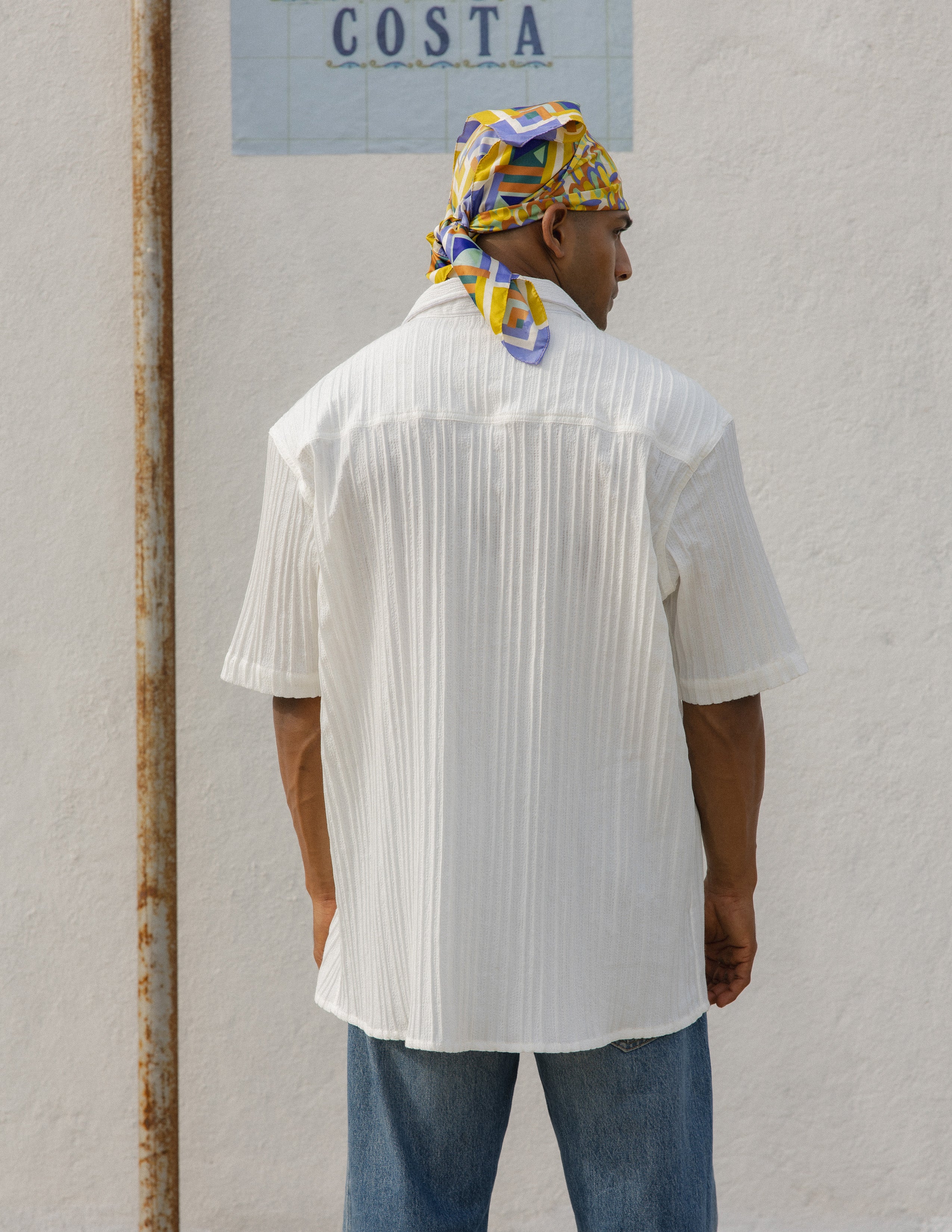Overized camp collar short sleeve shirt