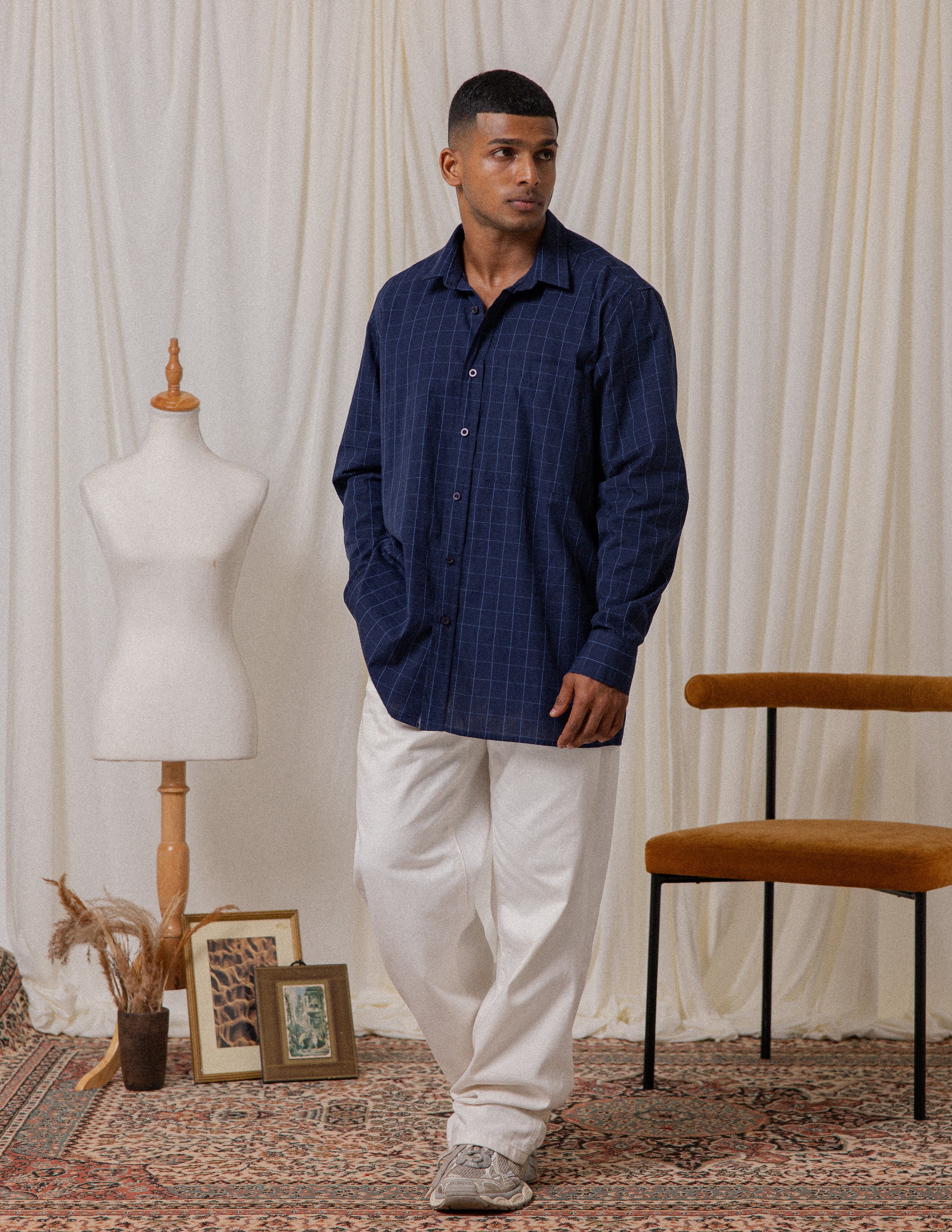 Contrast Loop Detail Regular Fit Long Sleeve Shirt