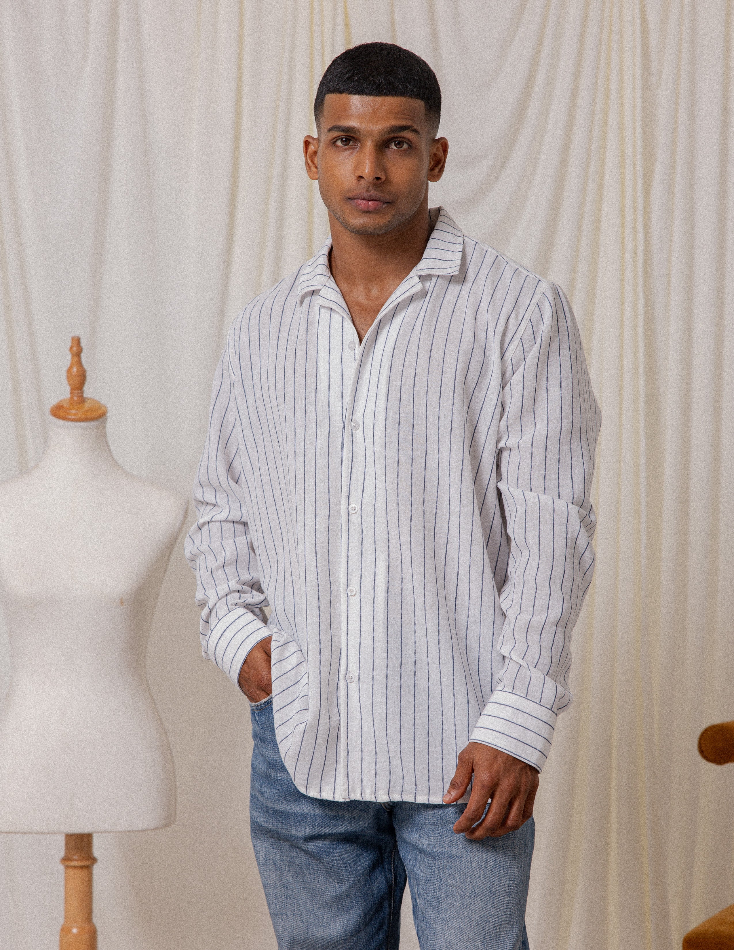 Oversized Camp CollarLong Sleeve Shirt