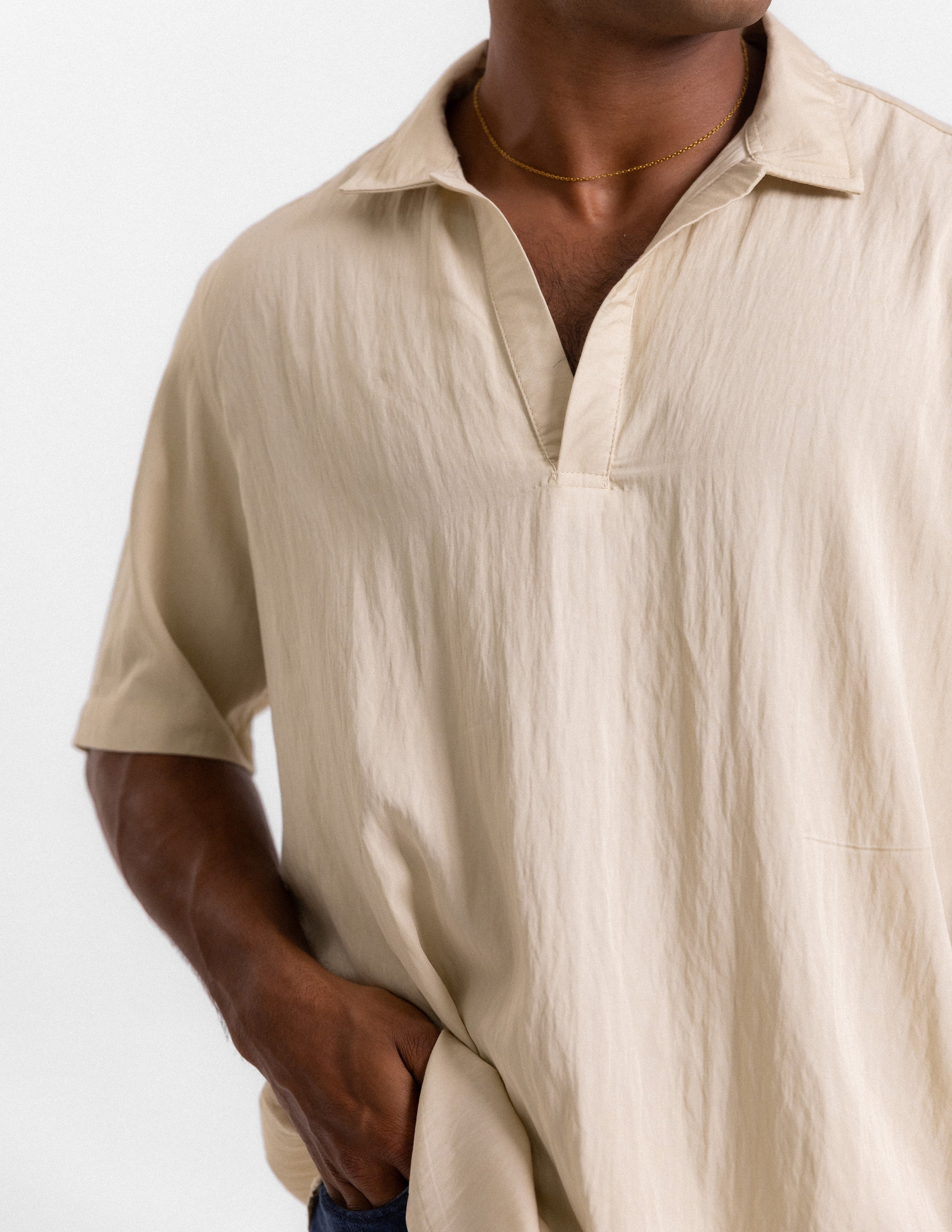 Half placket oversized shirt