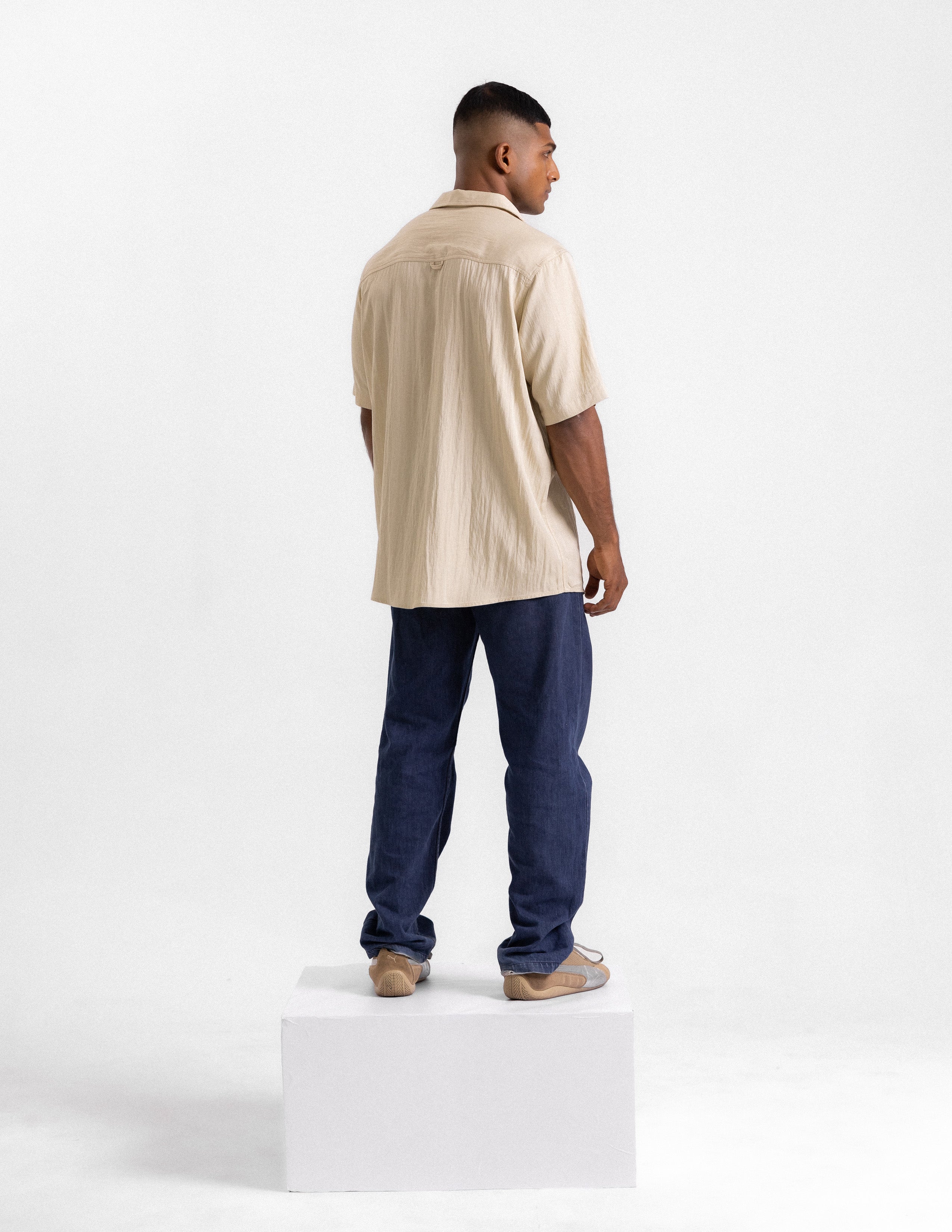 Half placket oversized shirt