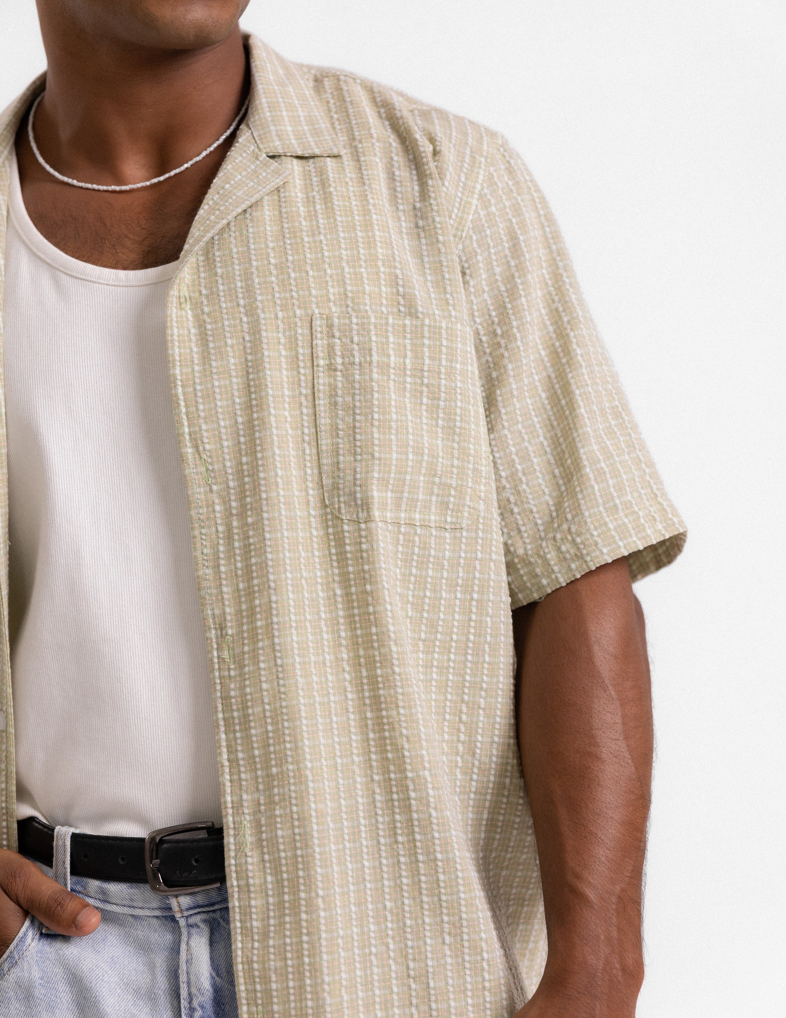 Center back pleat oversized shirt