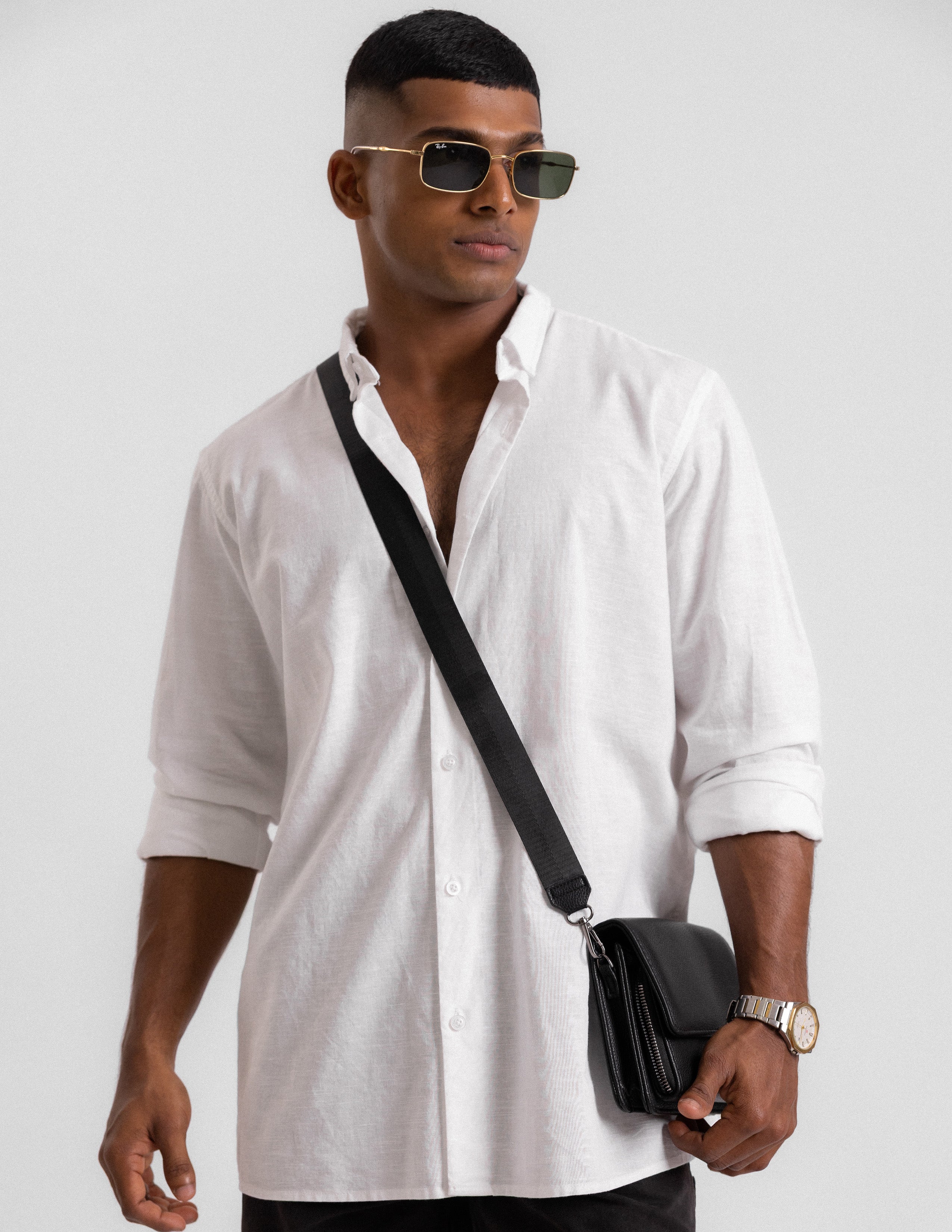 Center back pleat detail long slleeve shirt