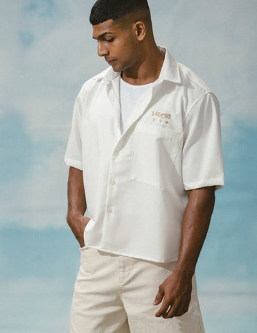 Oversized cropped vanta ebroidery shirt