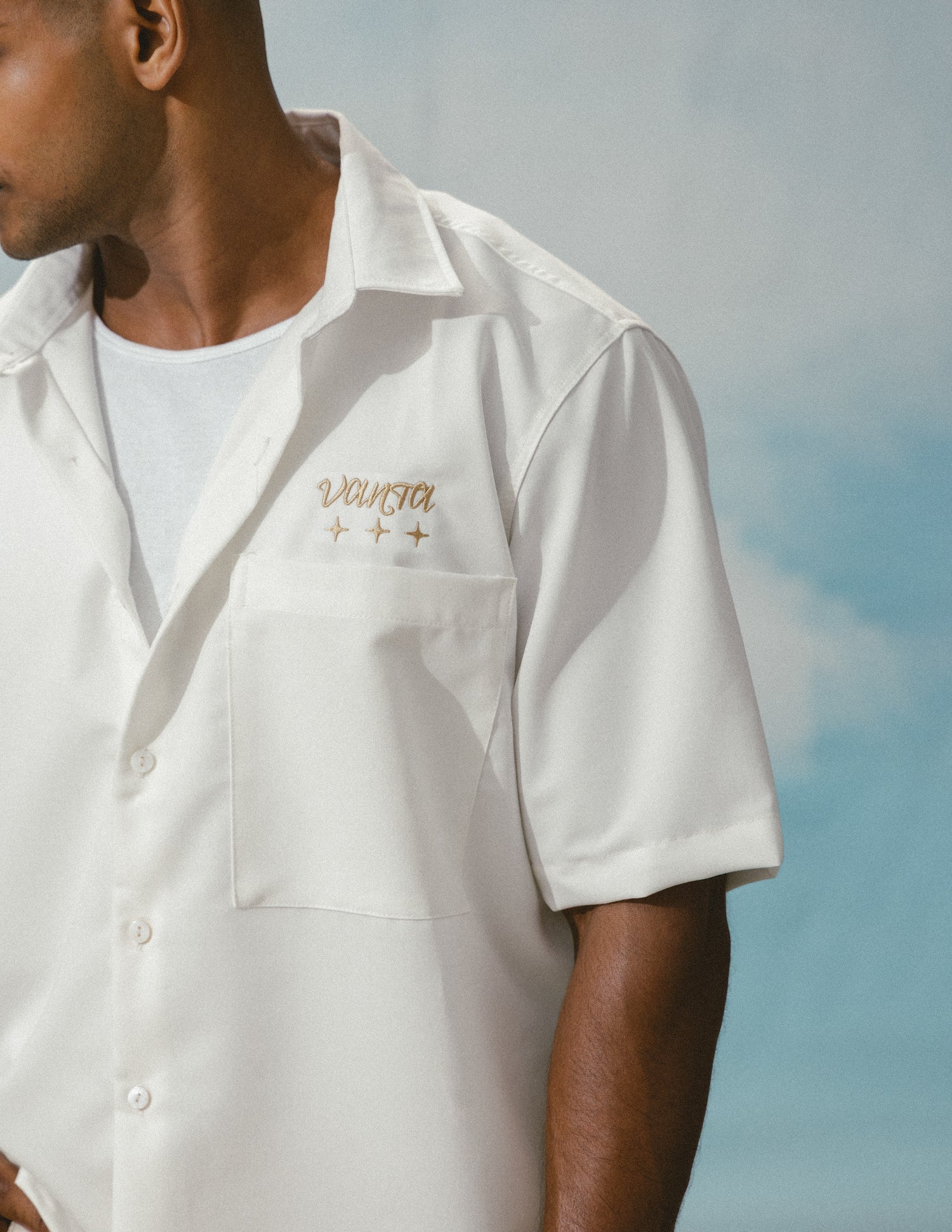 Oversized cropped vanta ebroidery shirt