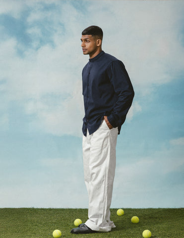 Extended chinese collar detailed shirt