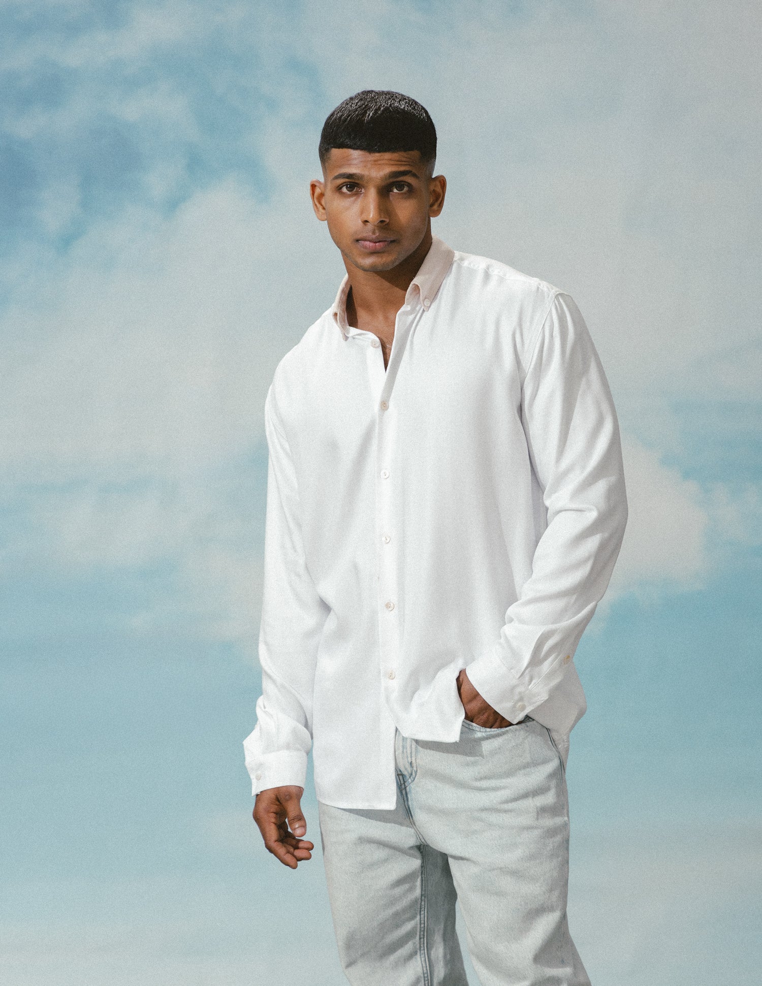 Contrast collar detailed shirt