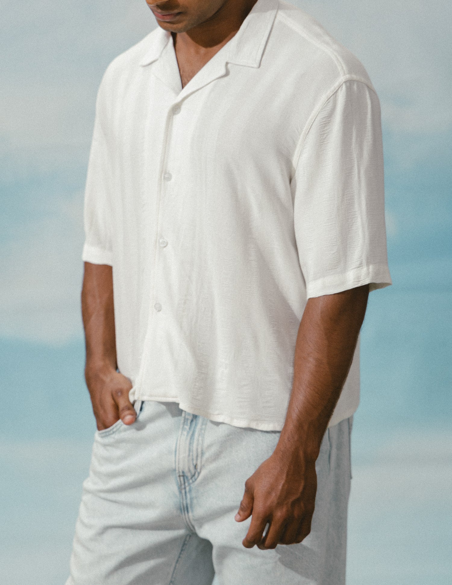 Oversized cropped short sleeve shirt