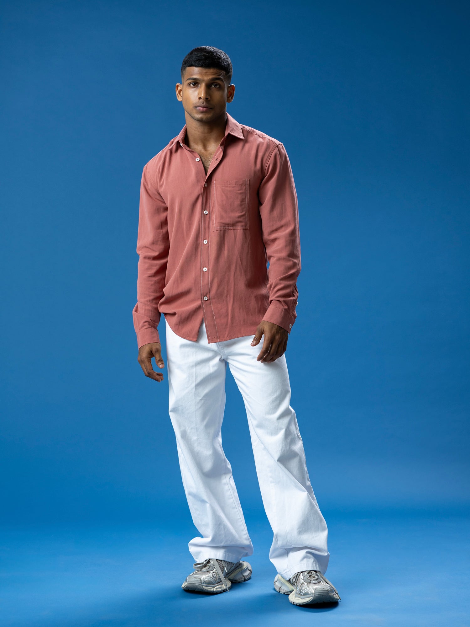 Double stitch line detailed shirt