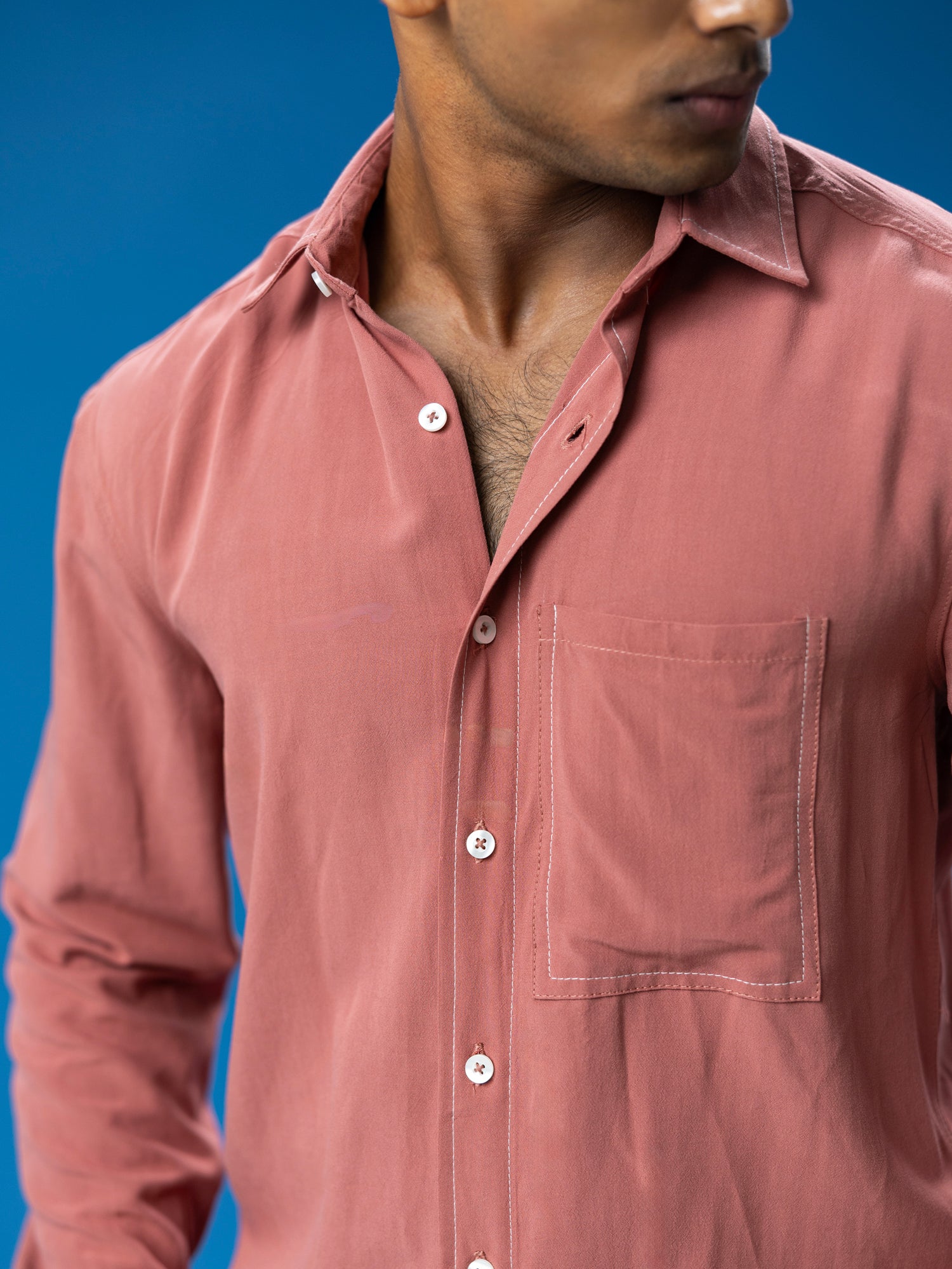 Double stitch line detailed shirt