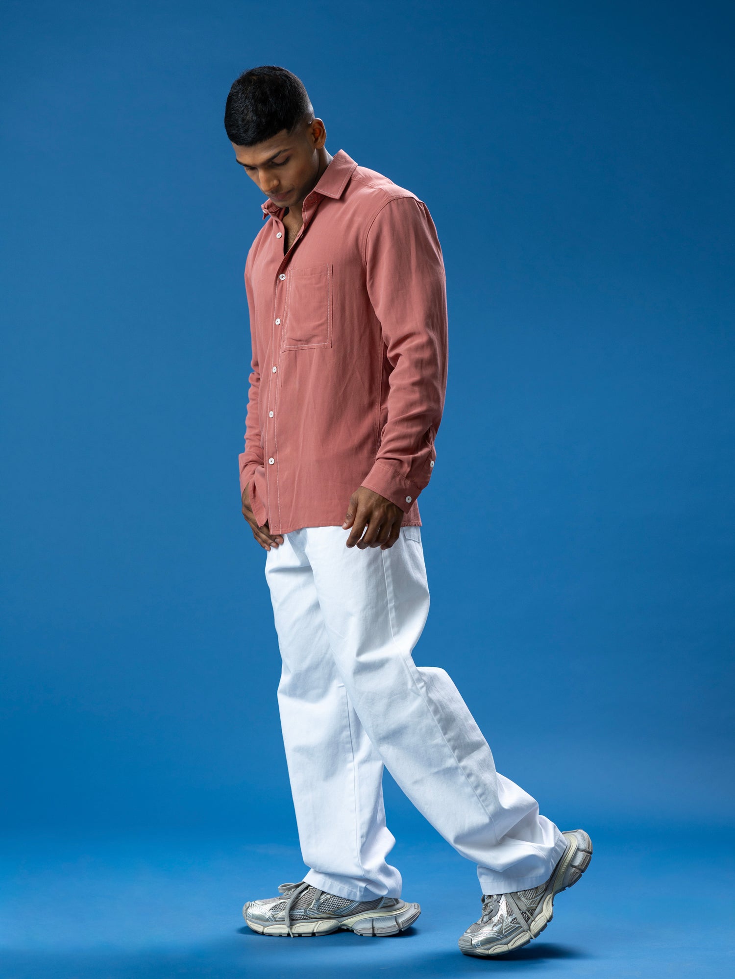 Double stitch line detailed shirt