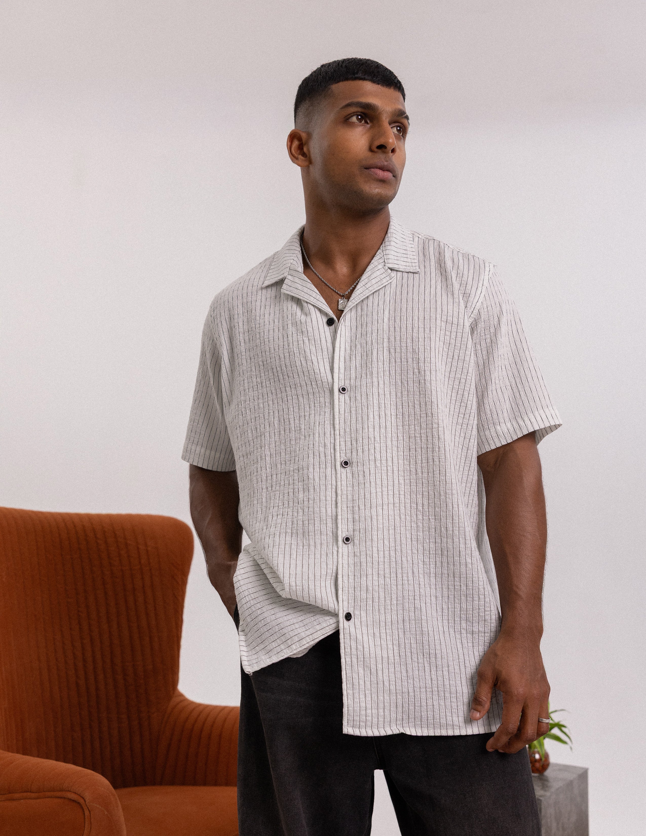 Oversized camp collar short sleeve shirt