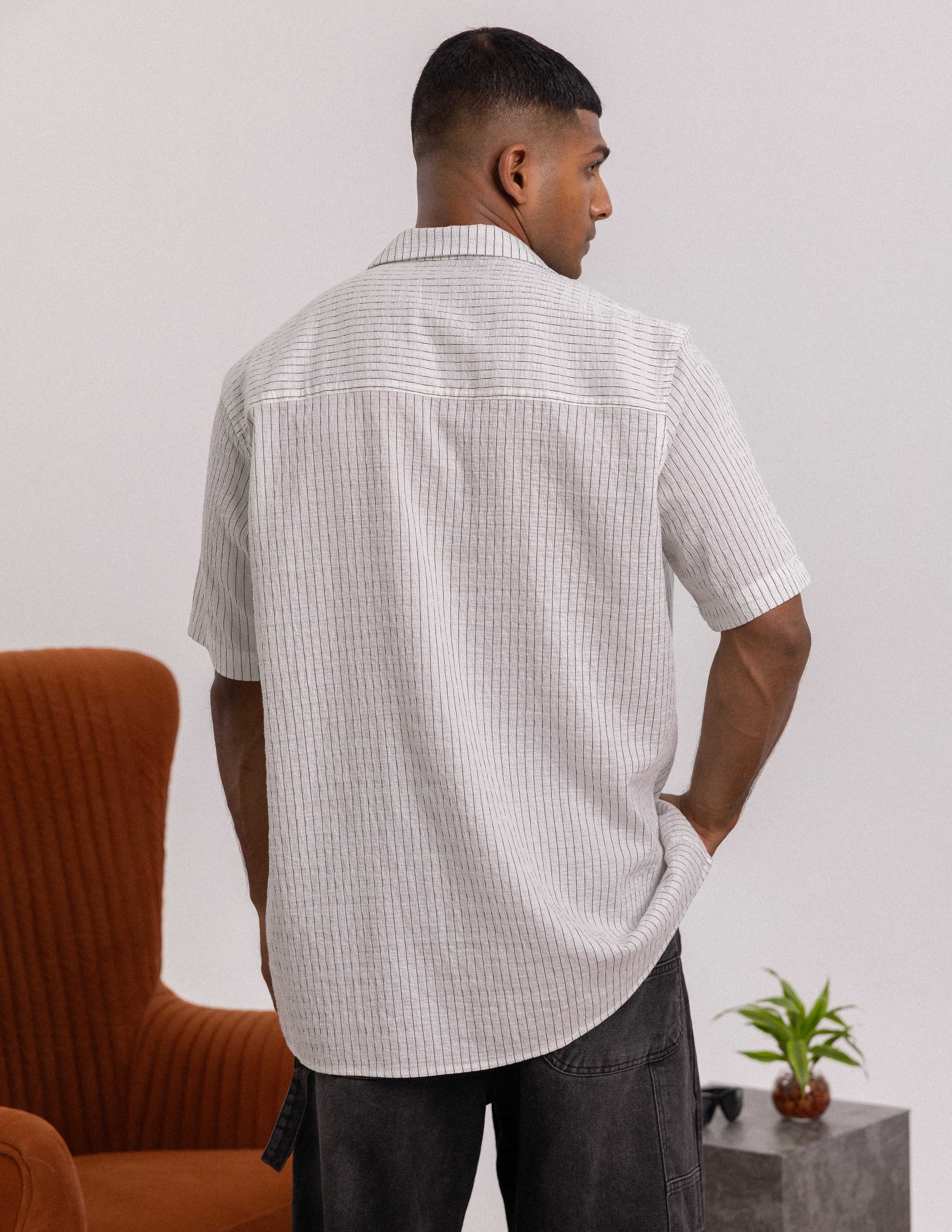 Oversized camp collar short sleeve shirt