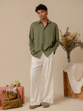 Elbow patch detailed oversized shirt