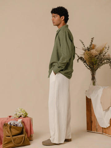 Elbow patch detailed oversized shirt
