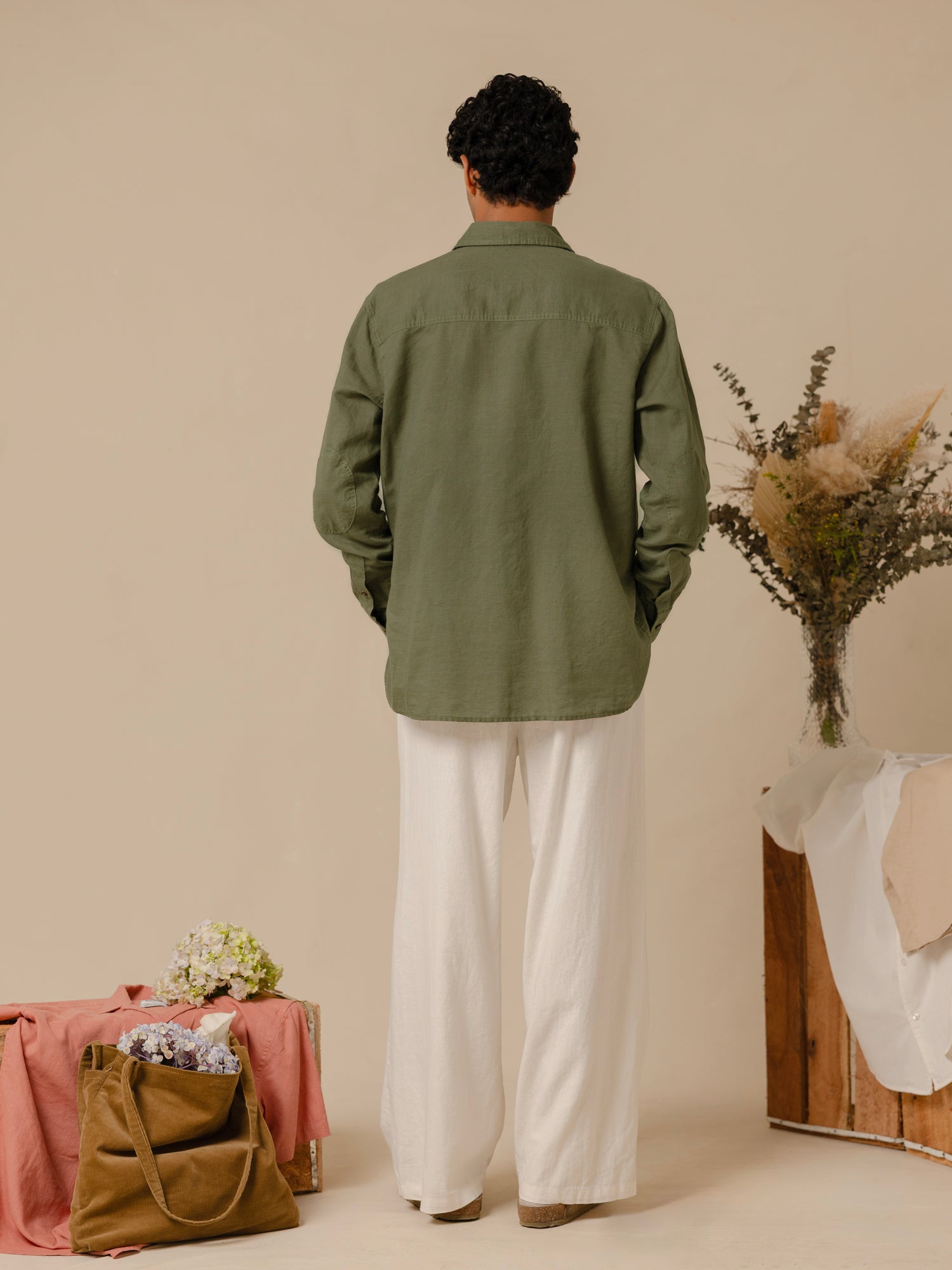 Elbow patch detailed oversized shirt