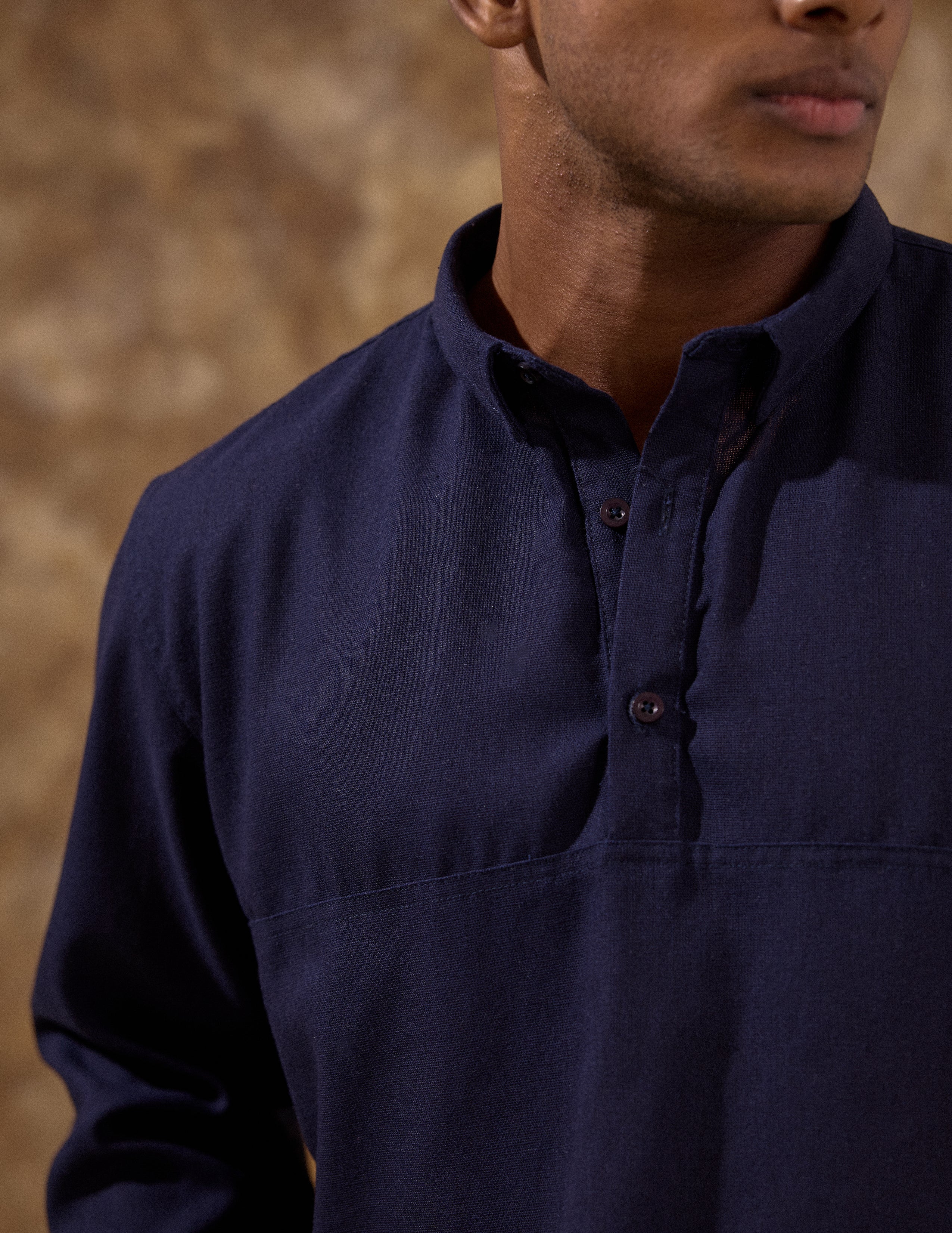 Half placket long sleeve shirt