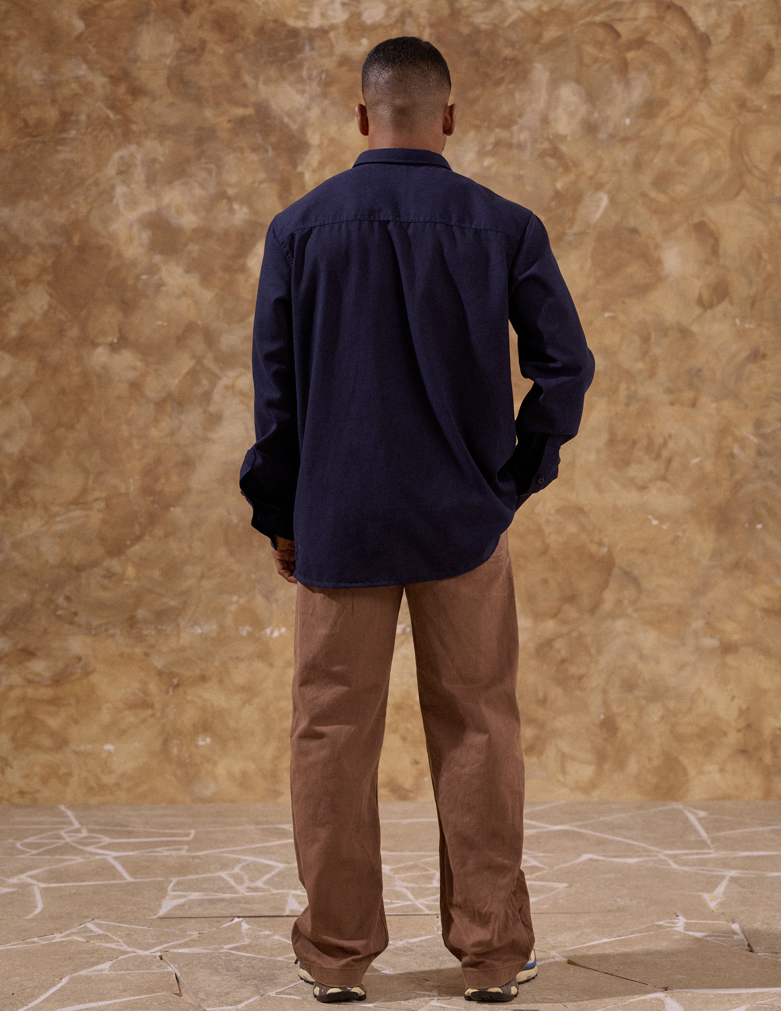 Half placket long sleeve shirt