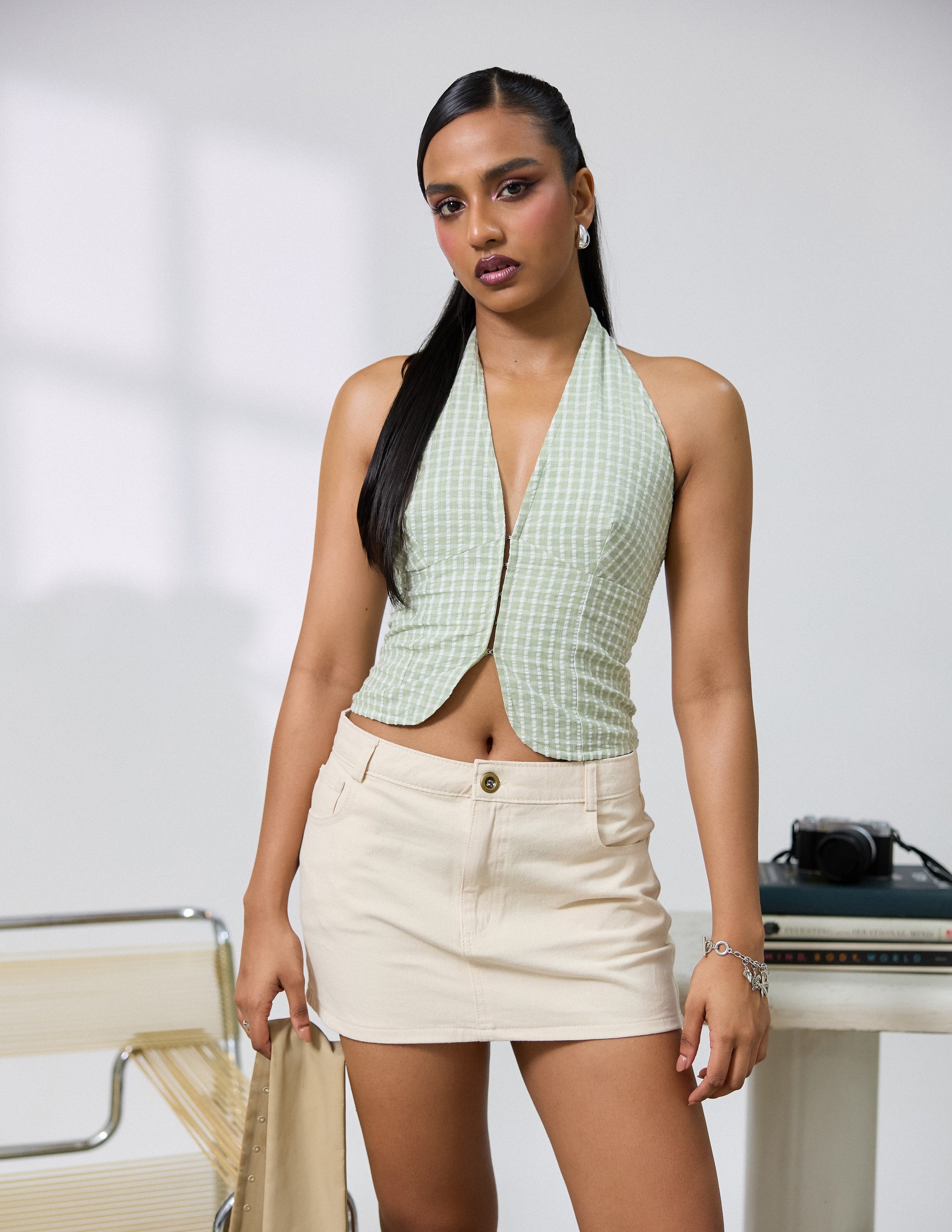 Halter Neck Printed Top