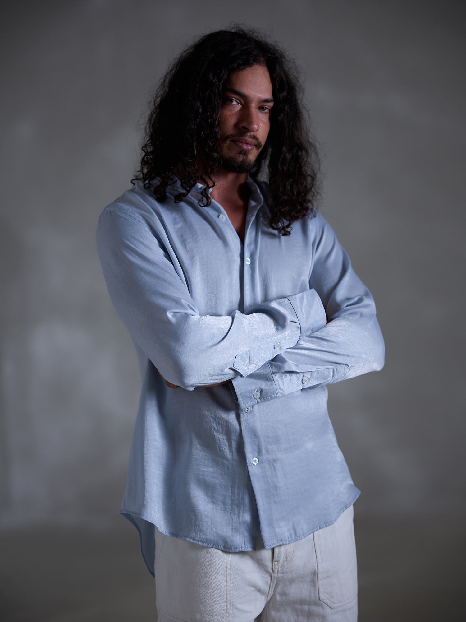 Chinese collar long sleeve shirt