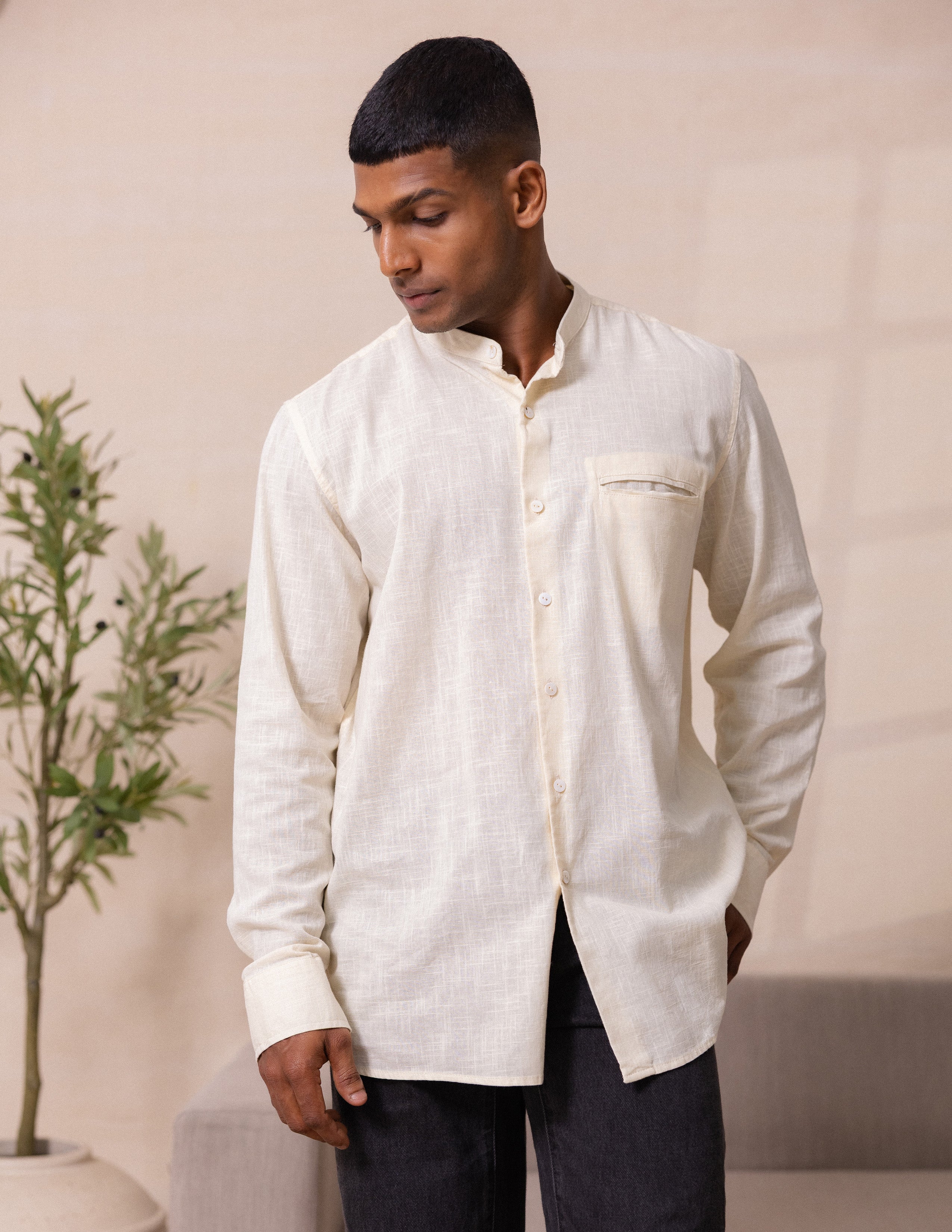 Welt pocket detail long sleeve shirt