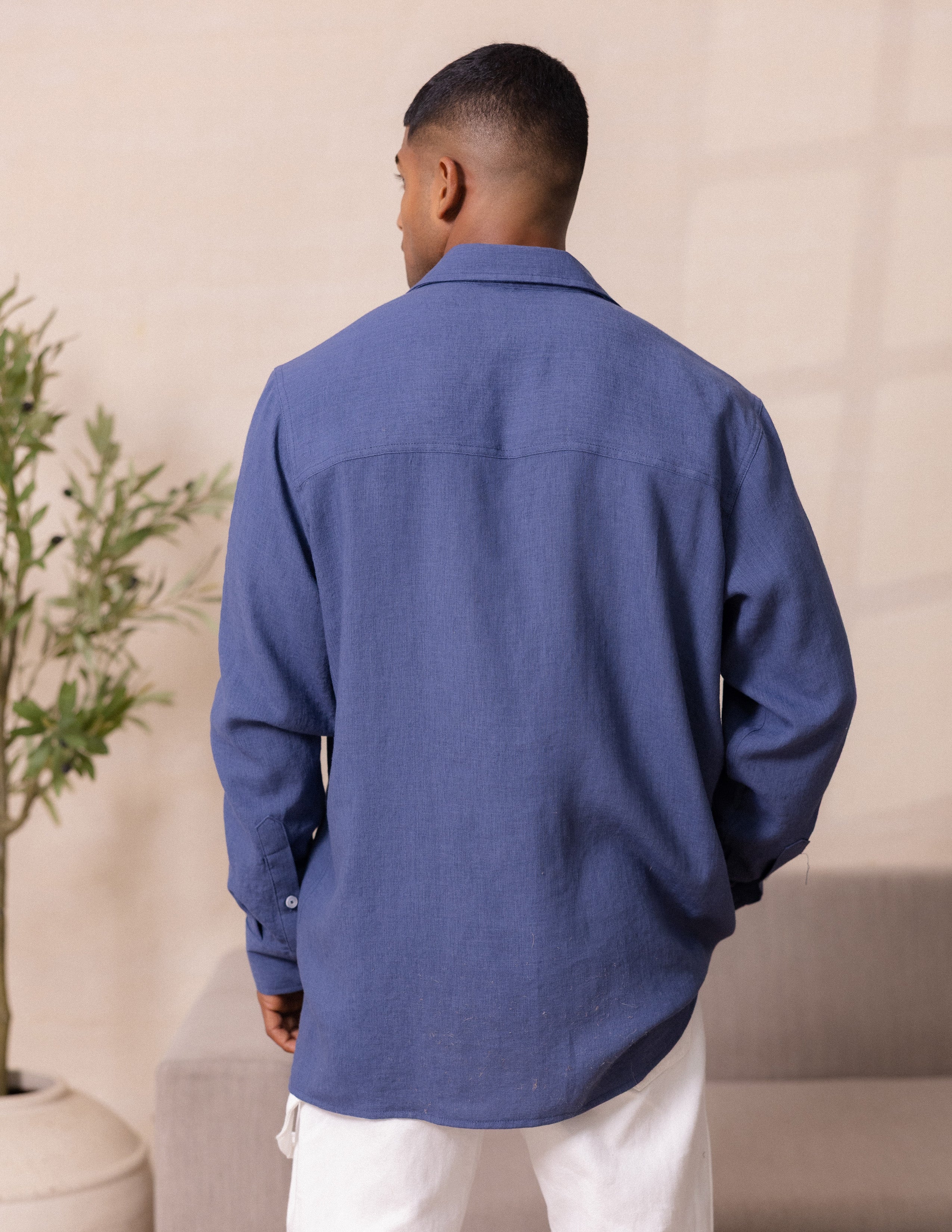 Regular collar oversized long sleeve shirt