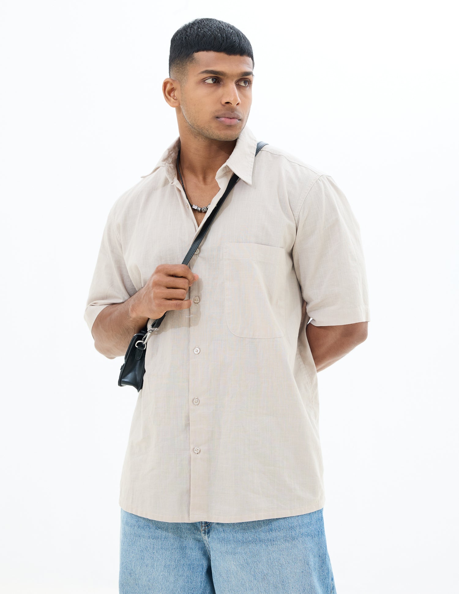 Oversized center back loop detail shirt