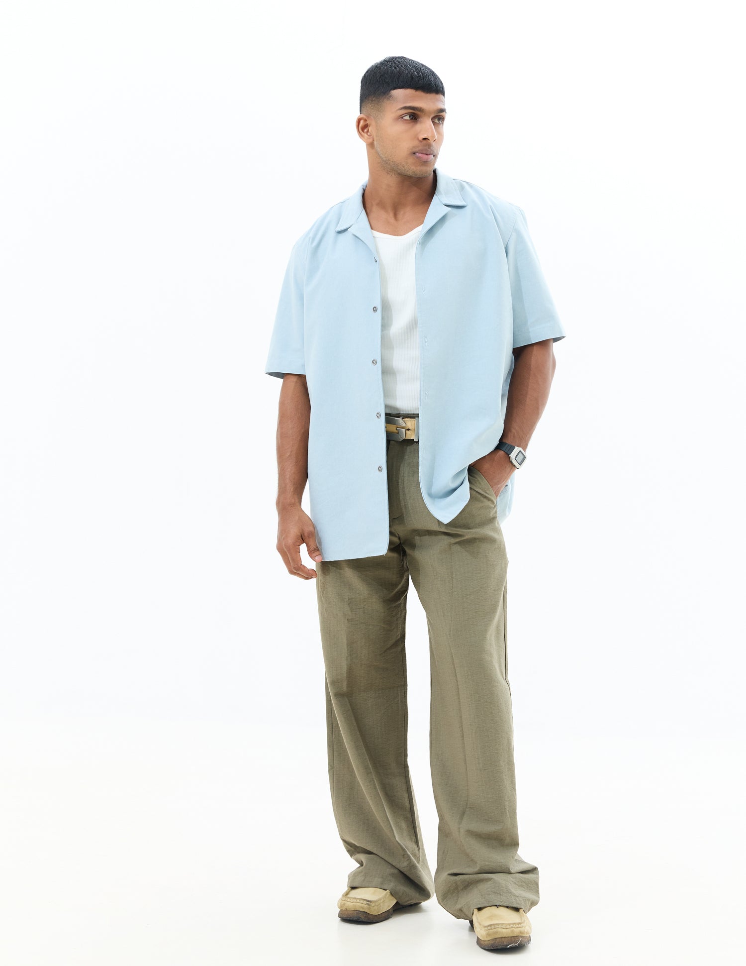 Oversized camp collar shirt