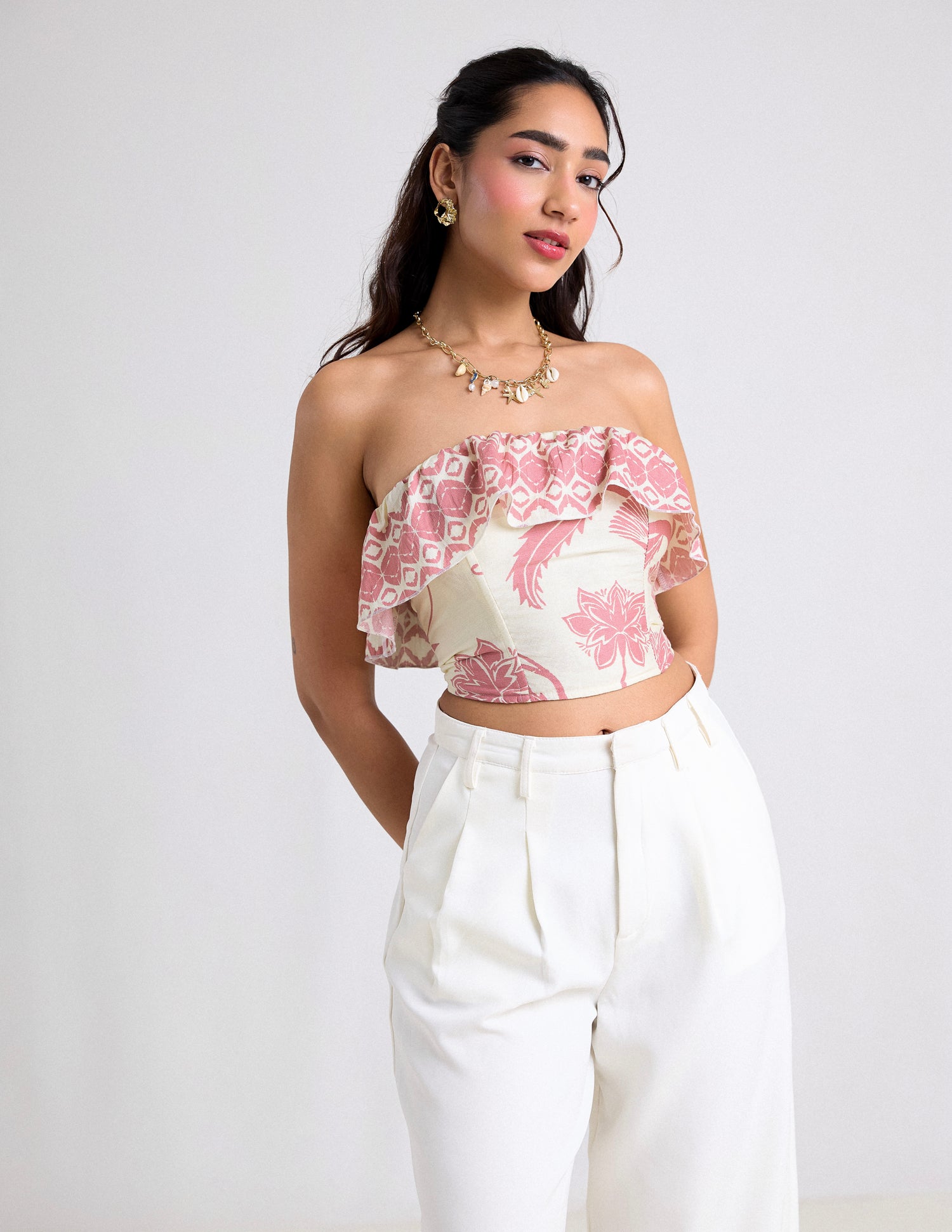 Frill Detailed Tube Corset Top