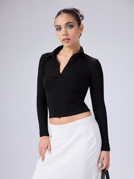 Daphne Collar Detailed Long Sleeved Top