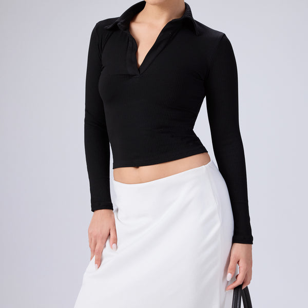 Daphne Collar Detailed Long Sleeved Top