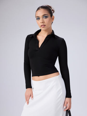 Daphne Collar Detailed Long Sleeved Top