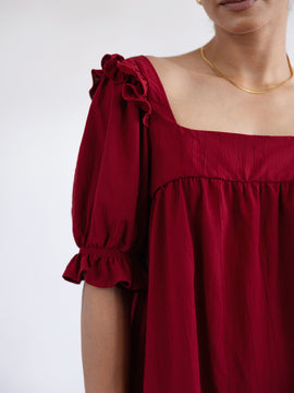 Square Neck Puff Sleeved Top