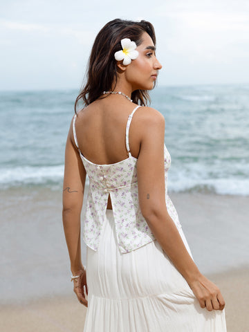 Lace Detailed Front Tie Up Sleeveless Top