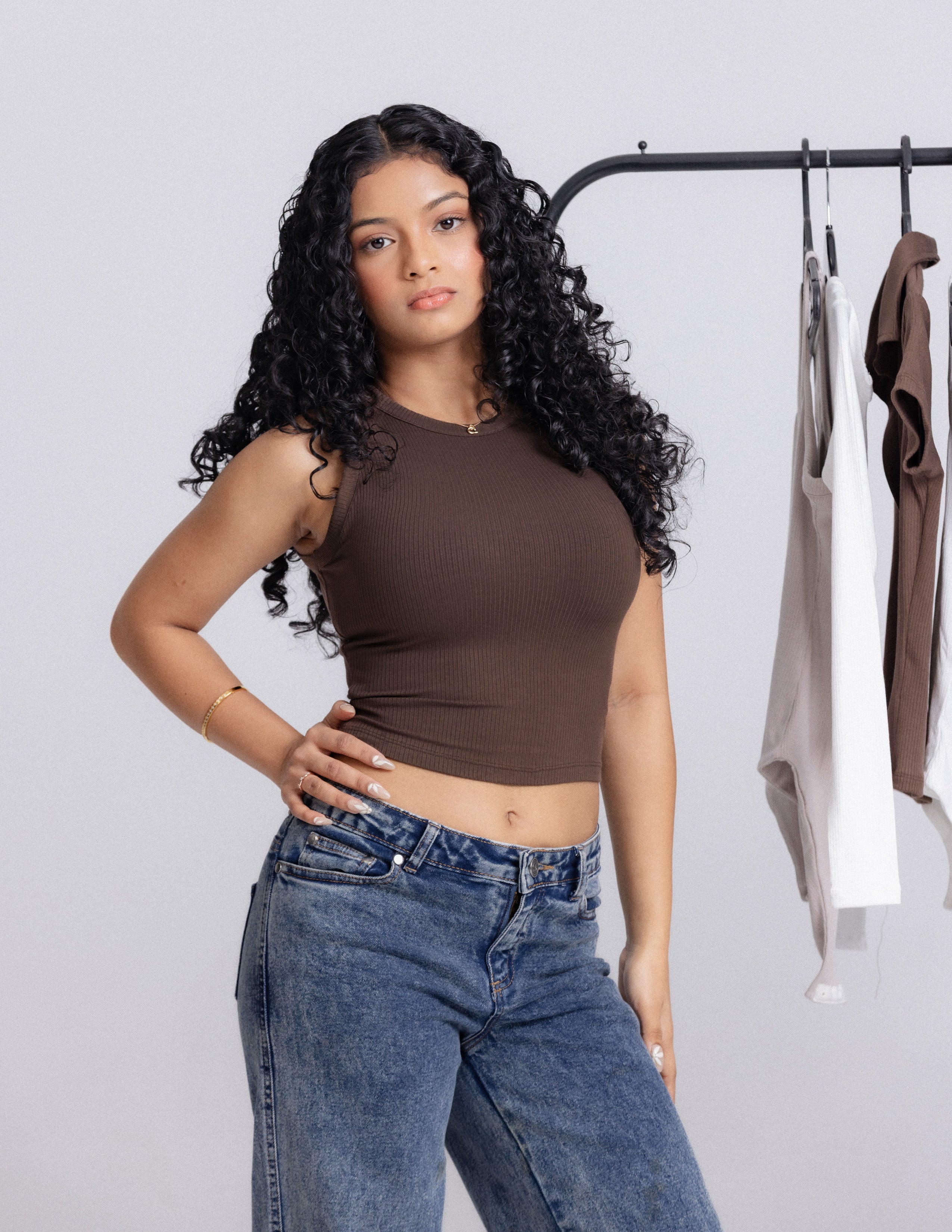 Beck High Neck Sleeveless Fitted Top