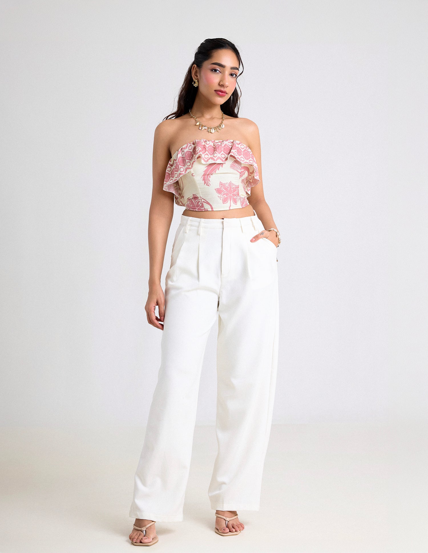 Frill Detailed Tube Corset Top