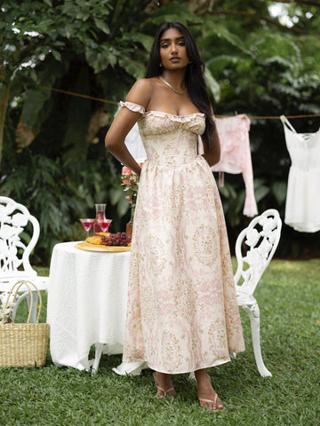 Corset Detailed Maxi Dress
