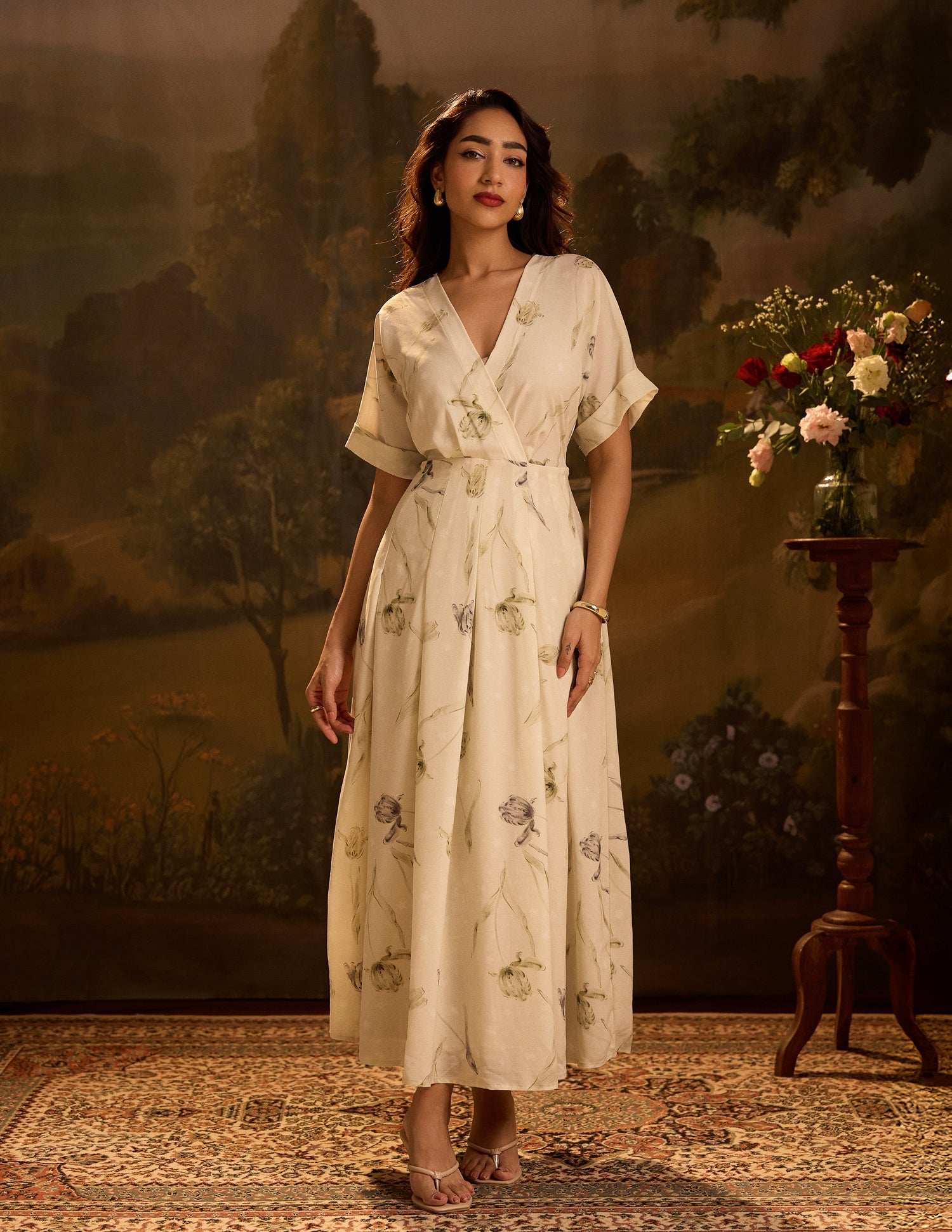 Mock Wrap Detail Maxi Dress